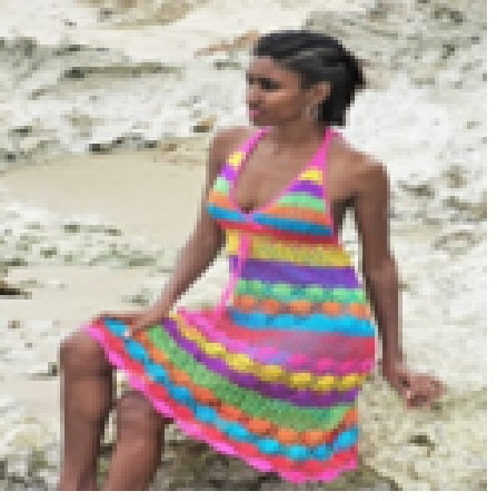 Vibrant Hand-Crocheted Halter Beach Dress