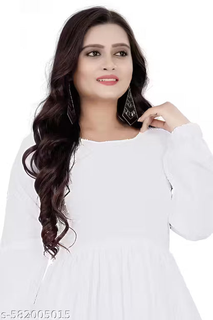 Georgette (Fully Lined) White Gown || Gown || White Gown || fancy gown