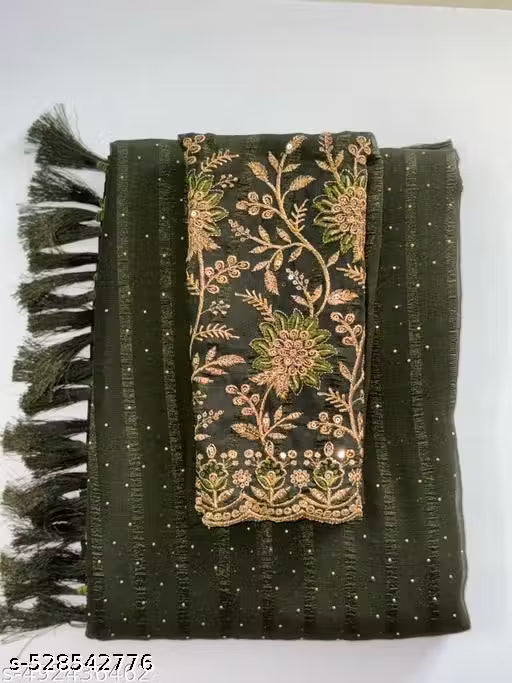 Chiffon Bollywood Saree With Separate Blouse Piece