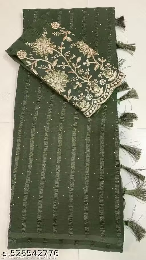 Chiffon Bollywood Saree With Separate Blouse Piece