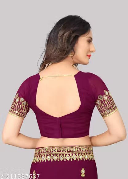 Self Design, Embroidered, Solid/Plain Bollywood Georgette