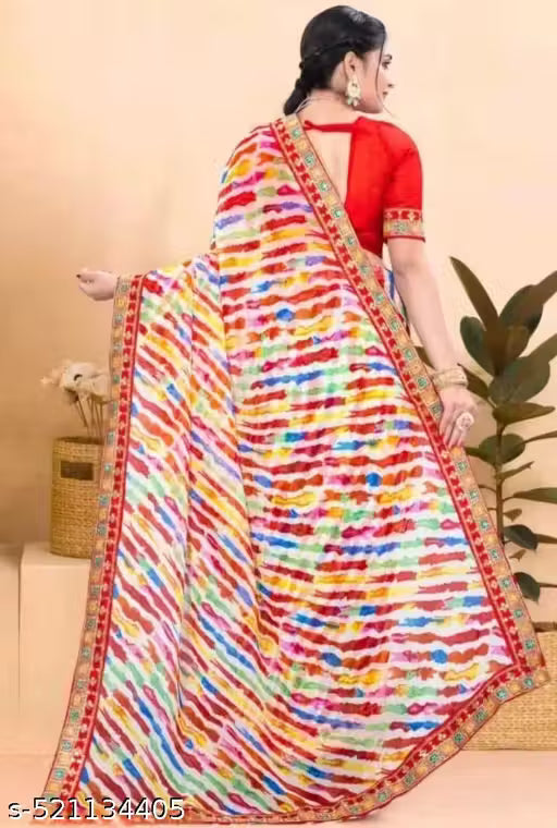white lehriya saree