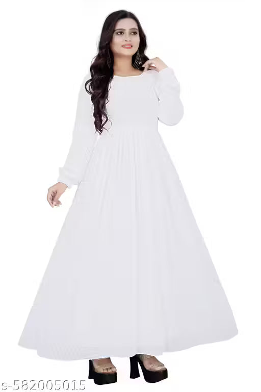 Georgette (Fully Lined) White Gown || Gown || White Gown || fancy gown