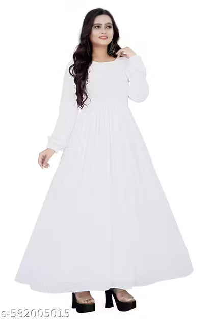 Georgette (Fully Lined) White Gown || Gown || White Gown || fancy gown