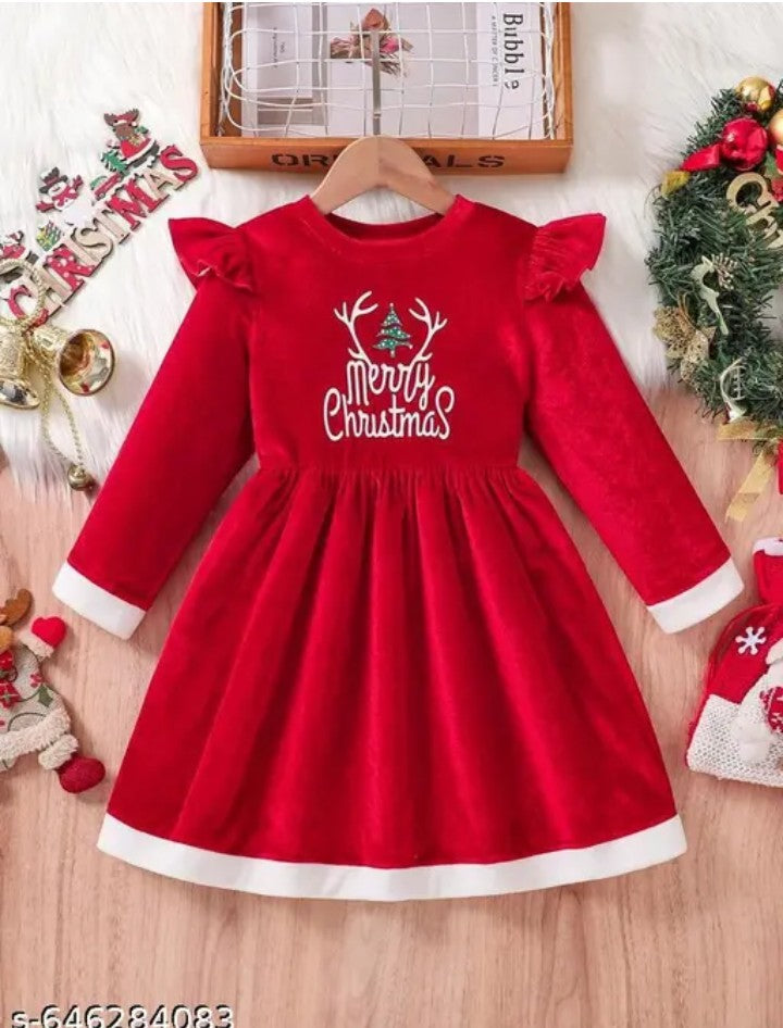 Girl's Romantic Elegant Gorgeous Burgundy Christmas Tree Pattern Print Round Neck Long Sleeve Dress for Spring and Autumn, Suitable for Christmas, Halloween, Black Friday, Parties, Banquets, Daily Wear, Balls, Birthday Gifts, Performances, Vacation