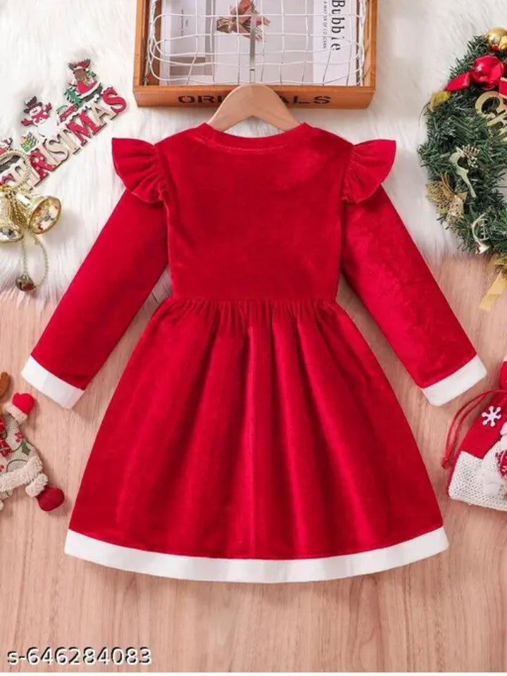 Girl's Romantic Elegant Gorgeous Burgundy Christmas Tree Pattern Print Round Neck Long Sleeve Dress for Spring and Autumn, Suitable for Christmas, Halloween, Black Friday, Parties, Banquets, Daily Wear, Balls, Birthday Gifts, Performances, Vacation