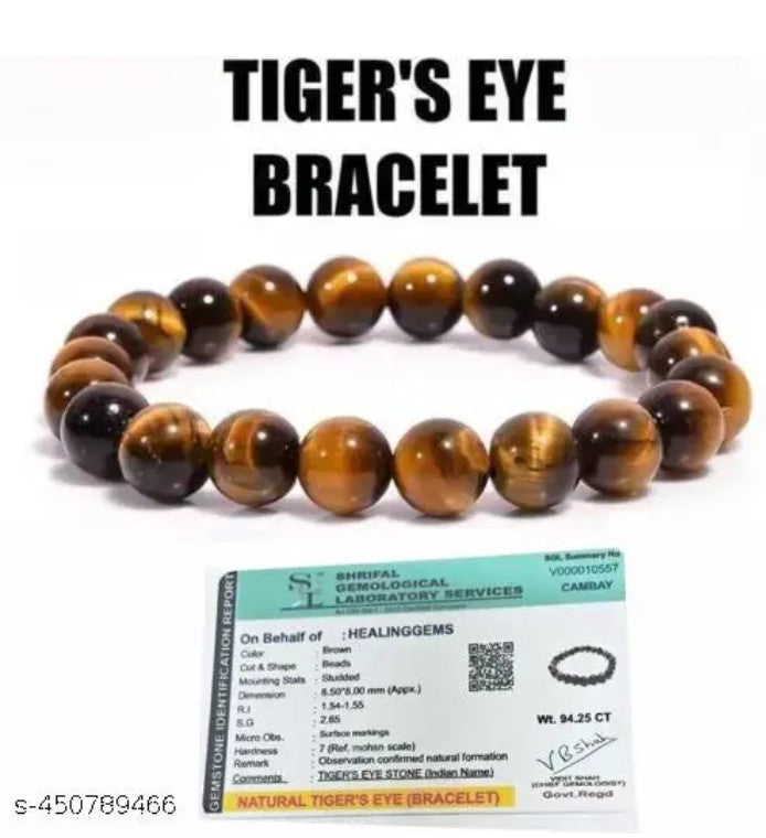 Premium Tiger Eye Natural Stone Bracelet with Authenticity Certificate